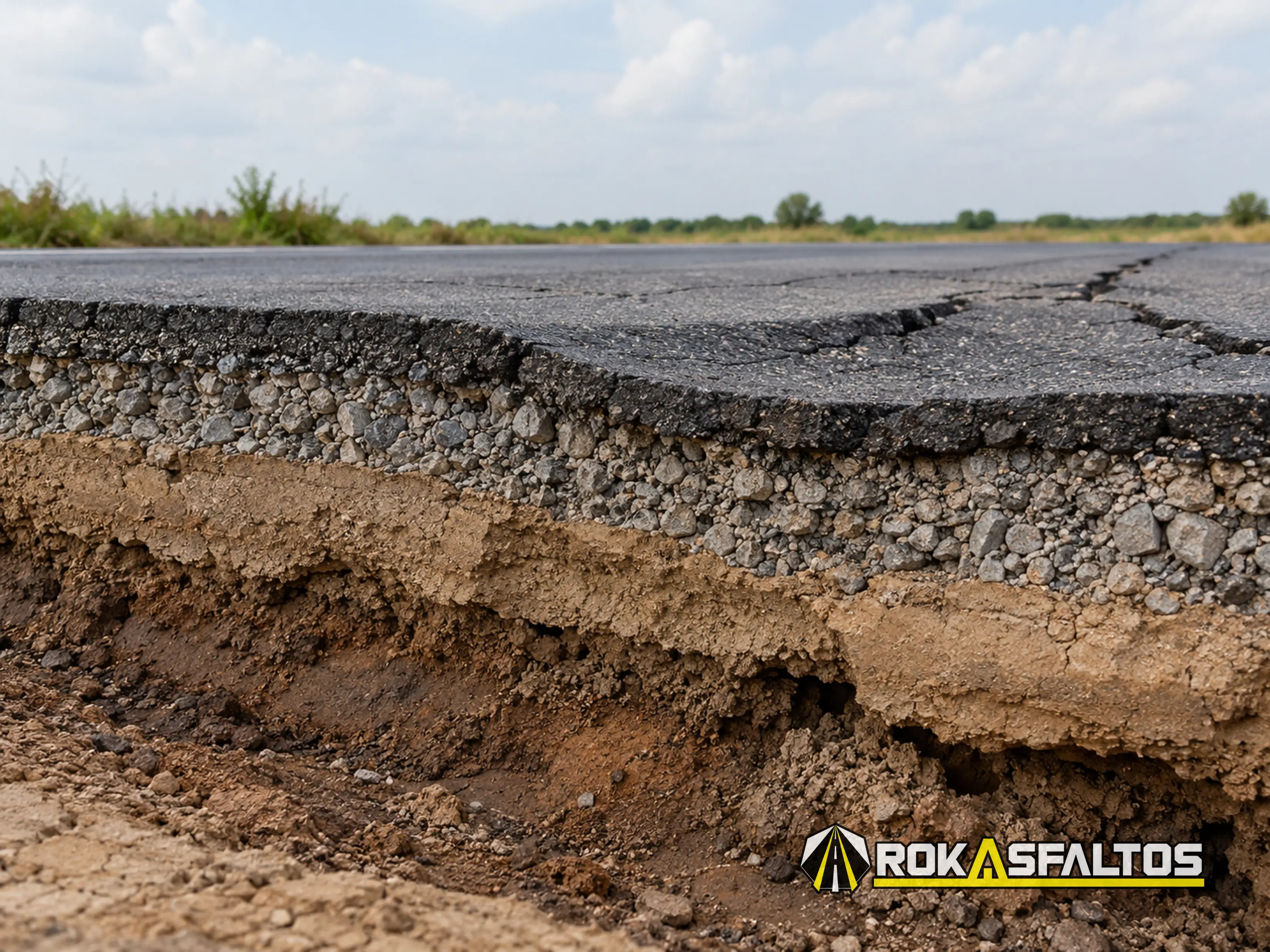 Base granular con soporte insuficiente bajo el pavimento