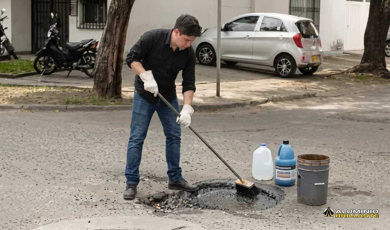 Aplicar emulsión al bache