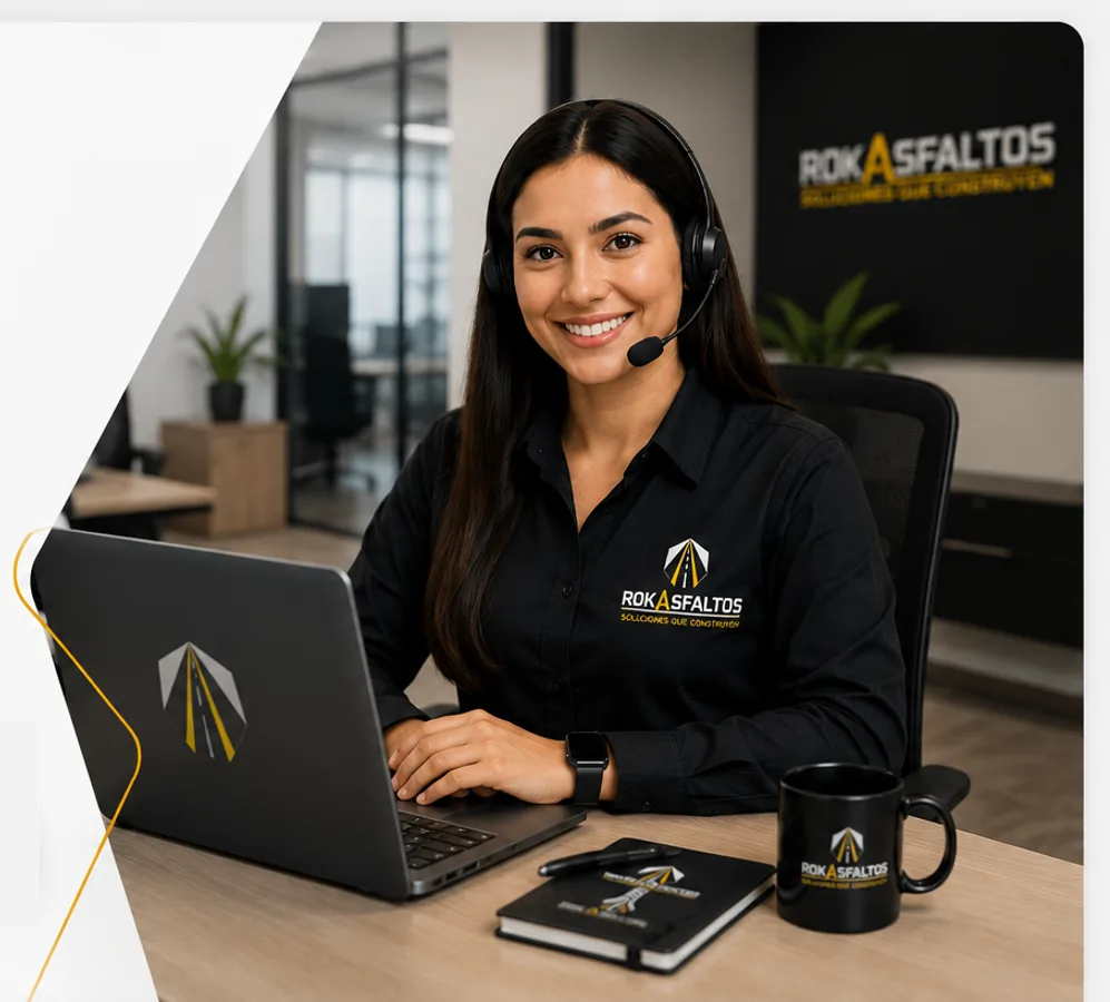 Asesora de ROKASFALTOS disponible para atender tus preguntas