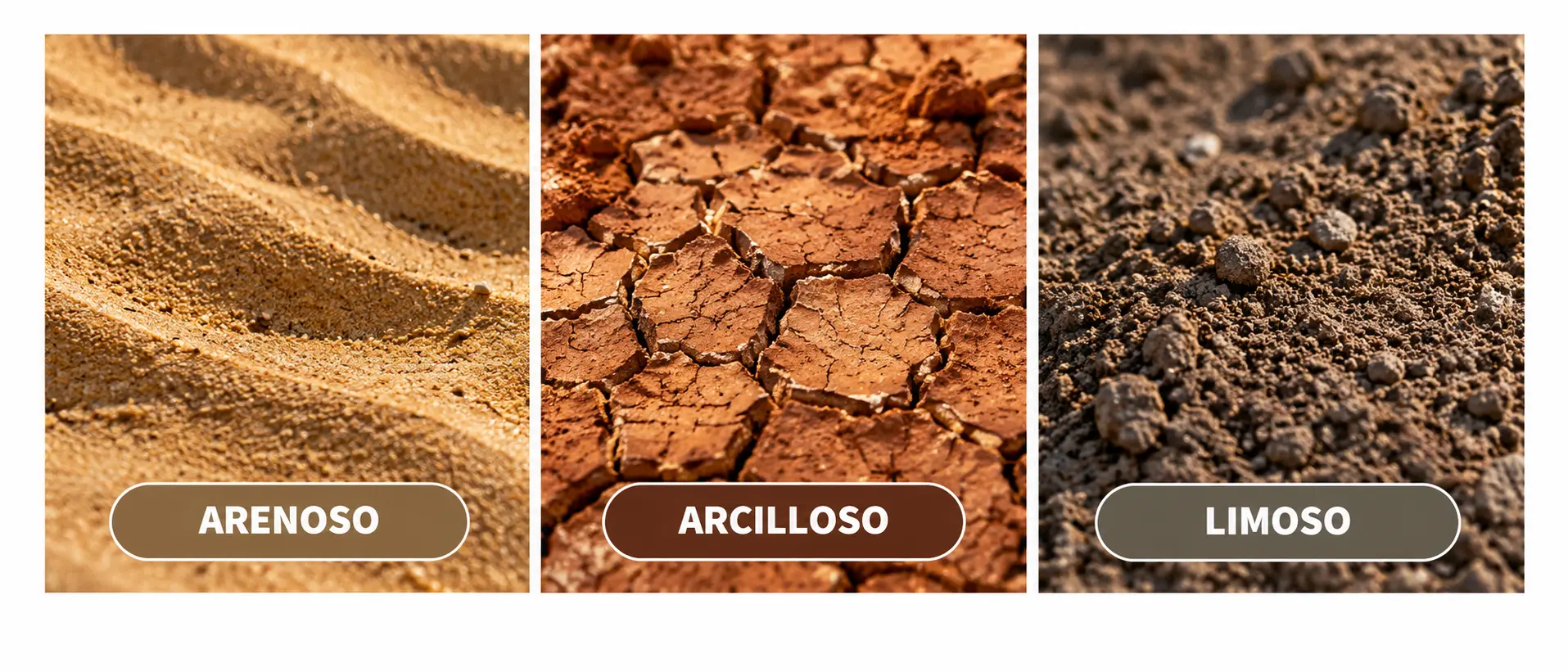 Tipos de suelo compatibles: arenoso, arcilloso y limoso