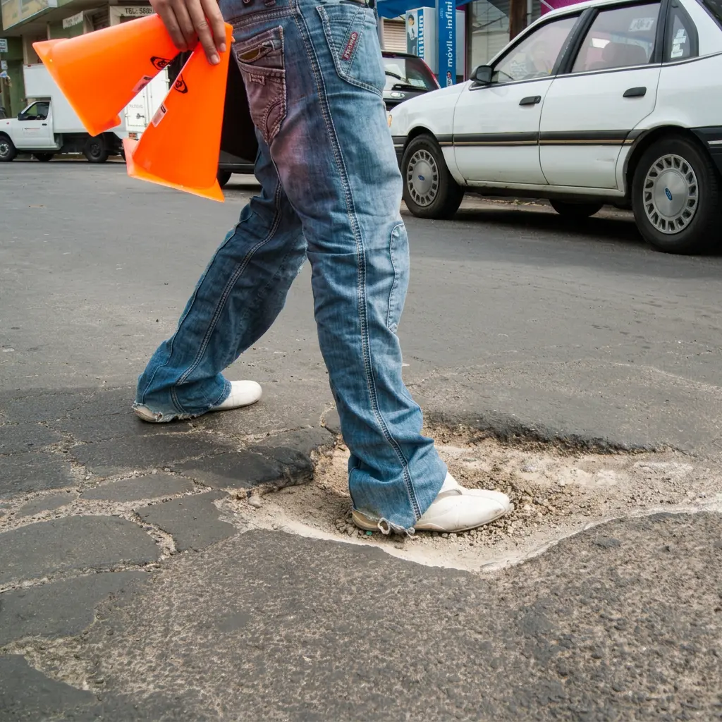 Bache localizado en pavimento