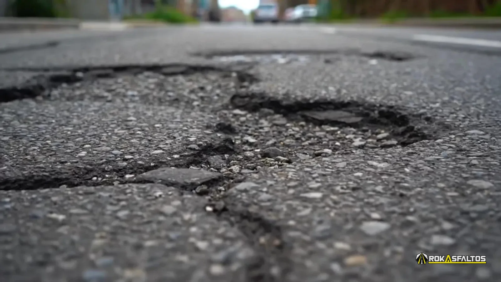 Bache visible en un pavimento asfáltico