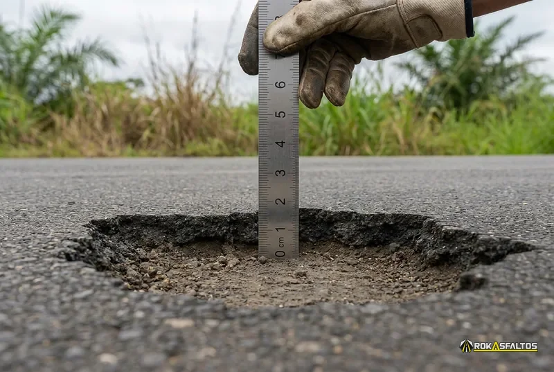 Medición de un bache superficial