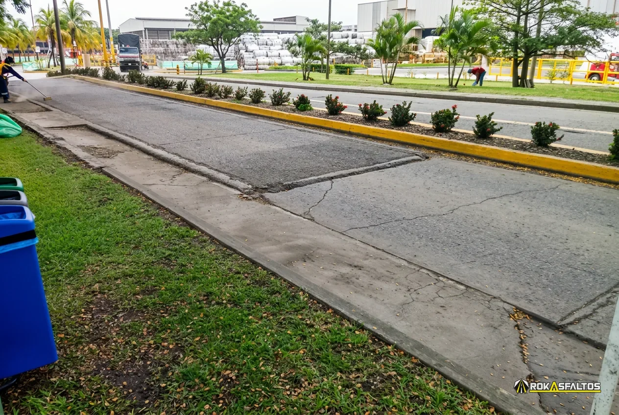 Hundimiento suave en pavimento