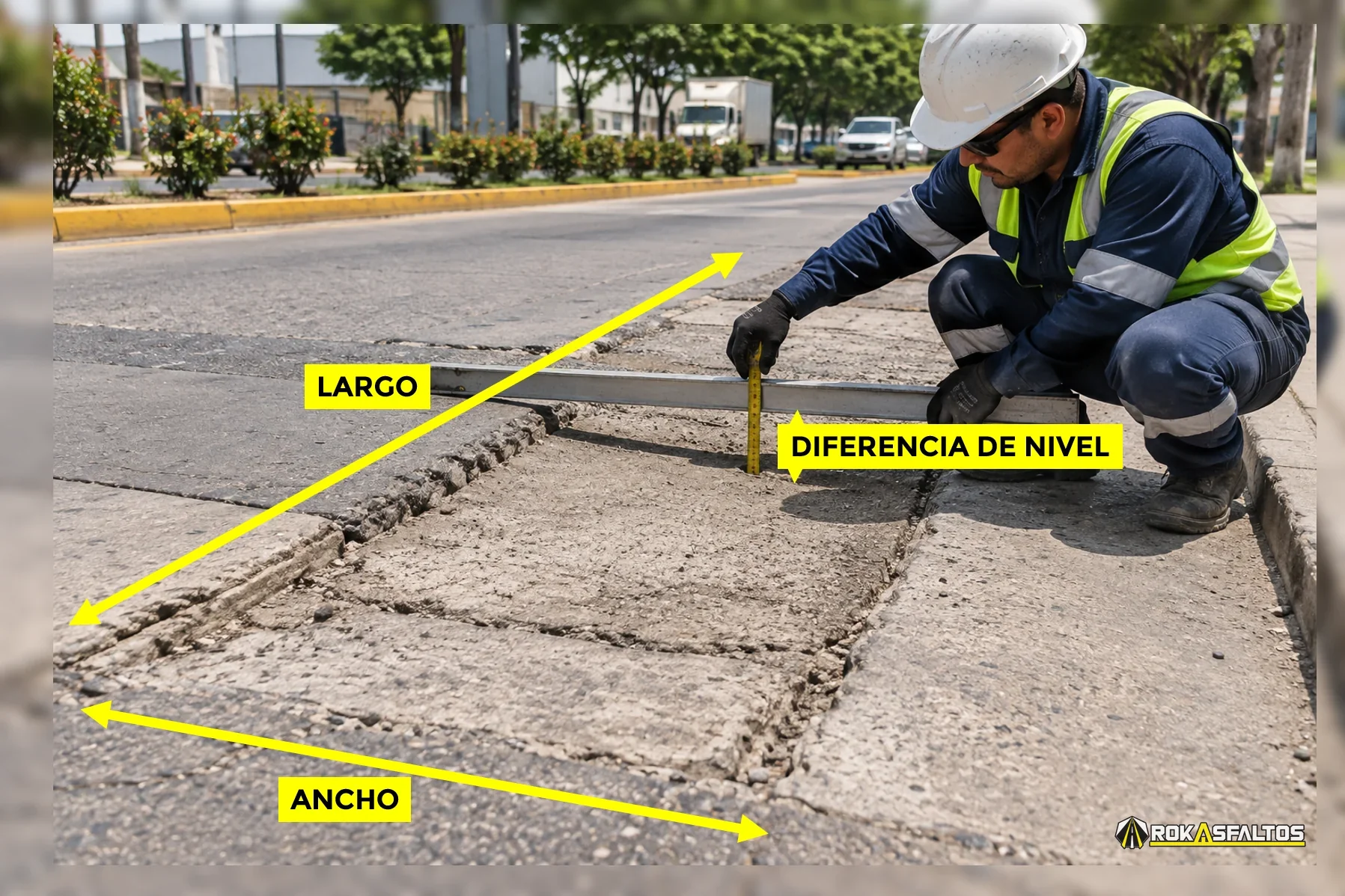 Guía para medir el largo, ancho y diferencia de nivel del área a nivelar